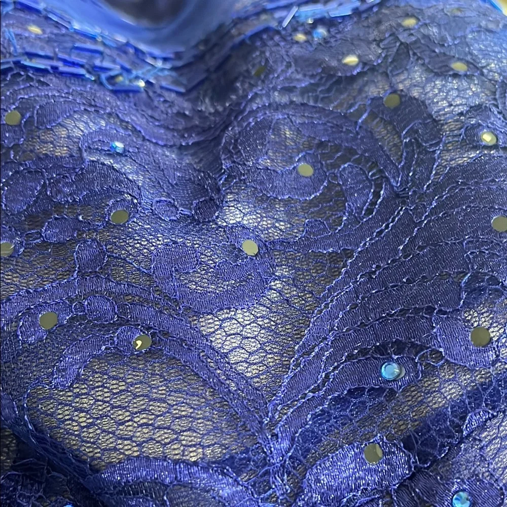 Blue Halter Prom Gown dress size 4 MISSING MANY GEMS - Picture 12 of 14
